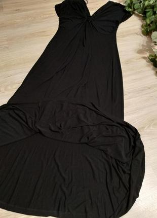 Шикарное черное трикотажное платье макси8 фото