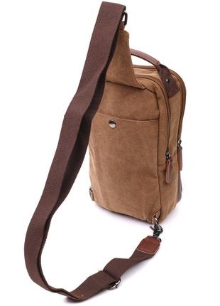 Вертикальная мужская сумка через плечо из плотного текстиля vintage 22191 коричневый2 фото