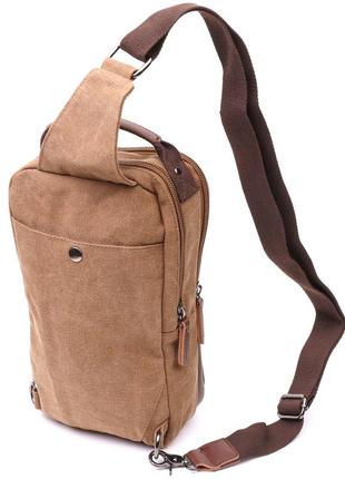 Вертикальная мужская сумка через плечо из плотного текстиля vintage 22191 коричневый3 фото