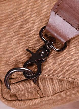 Вертикальная мужская сумка через плечо из плотного текстиля vintage 22191 коричневый10 фото