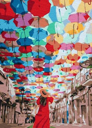 Картина по номерам "алея зонтиков" от1 фото