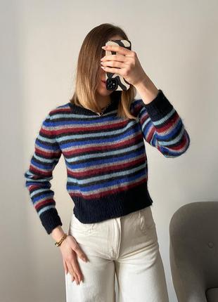 Мохерный укороченный свитер в полоску6 фото
