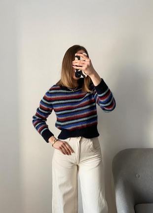 Мохерный укороченный свитер в полоску5 фото