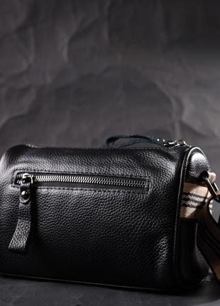 Оригинальная сумка для женщин с акцентом посередине из натуральной кожи vintage 22362 черная8 фото