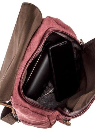 Компактний жіночий текстильний рюкзак vintage 20195 малиновий6 фото