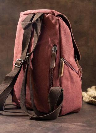 Компактний жіночий текстильний рюкзак vintage 20195 малиновий10 фото