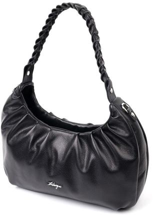 Качественная женская сумка багет karya 20838 кожаная черный1 фото