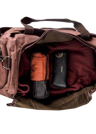 Дорожня сумка текстильна vintage 20138 коричнева4 фото