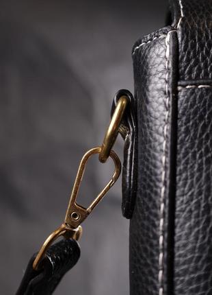 Вертикальная кожаная женская сумка с клапаном vintage 22308 черная9 фото