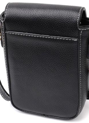 Вертикальная кожаная женская сумка с клапаном vintage 22308 черная2 фото