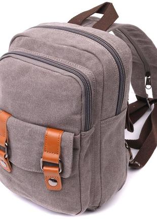 Оригинальная сумка-рюкзак с двумя отделениями из плотного текстиля vintage 22161 серый