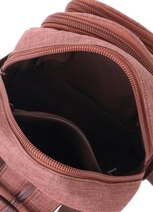 Небольшой рюкзак из полиэстера с большим количеством карманов vintage 22150 коричневый4 фото