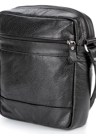 Элитная кожаная мужская сумка shvigel 00791 черная1 фото