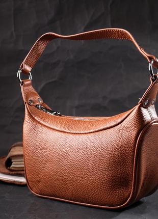 Женская сумка полукруглого формата с одной ручкой из натуральной кожи vintage 22413 коричневая7 фото