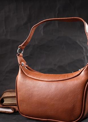 Женская сумка полукруглого формата с одной ручкой из натуральной кожи vintage 22413 коричневая8 фото
