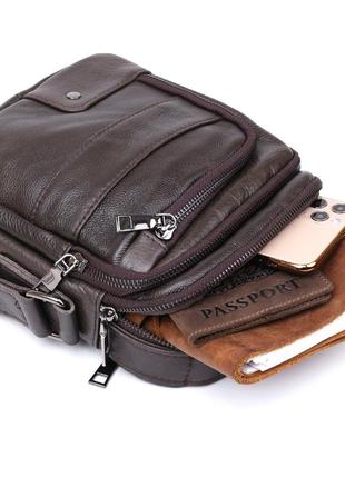 Кожаная практичная мужская сумка через плечо vintage 20458 коричневый5 фото