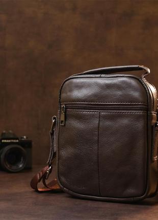 Кожаная практичная мужская сумка через плечо vintage 20458 коричневый7 фото