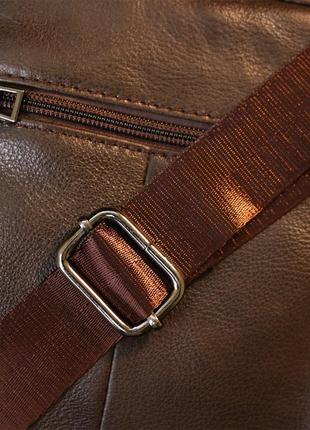 Кожаная практичная мужская сумка через плечо vintage 20458 коричневый8 фото