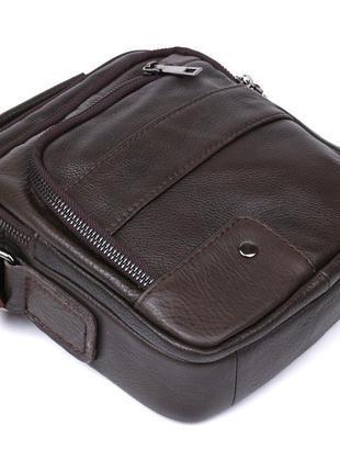 Кожаная практичная мужская сумка через плечо vintage 20458 коричневый3 фото