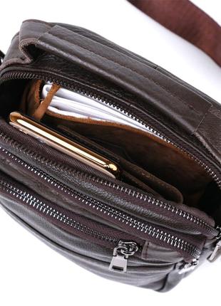 Кожаная практичная мужская сумка через плечо vintage 20458 коричневый4 фото