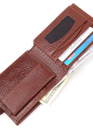 Удобный мужской кошелек с хлястиком из натуральной кожи karya 21088 светло-коричневый6 фото