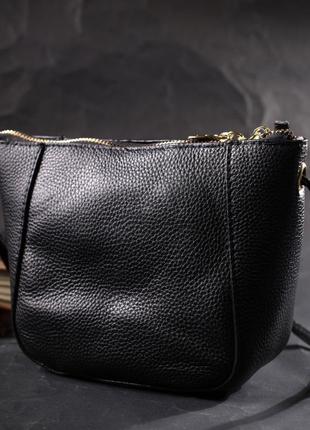 Маленькая сумка через плечо из натуральной кожи vintage 22298 черный8 фото