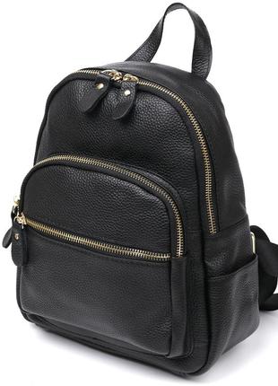 Кожаный стильный женский рюкзак vintage 20676 черный