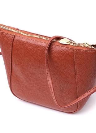 Небольшая женская сумка через плечо из натуральной кожи vintage 22300 коричневая1 фото