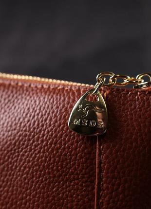 Небольшая женская сумка через плечо из натуральной кожи vintage 22300 коричневая9 фото