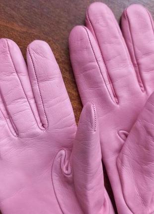 Caridei италия. элитные кожаные перчатки с кашемиром на узкую руку, цвет розовый7 фото