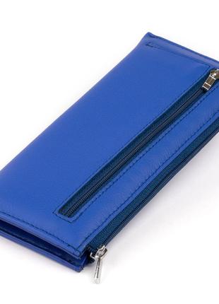 Горизонтальный тонкий кошелек из кожи унисекс st leather 19329 синий2 фото