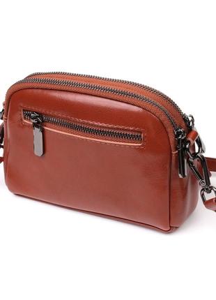Глянцевая женская сумка на каждый день из натуральной кожи vintage 22419 коричневый2 фото