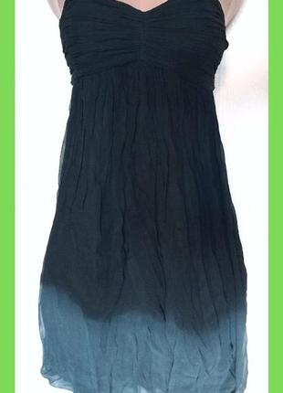 Черное шелковое мини платье сарафан шелк р.10 s, m adrianna papell сша