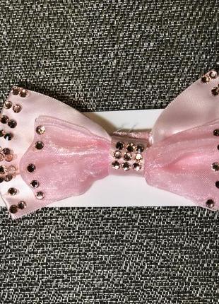 Повязка бантик для дівчинки рожева, для девочки розовая