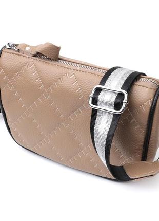 Полукруглая сумка кросс-боди для женщин из натуральной кожи vintage 22392 бежевая