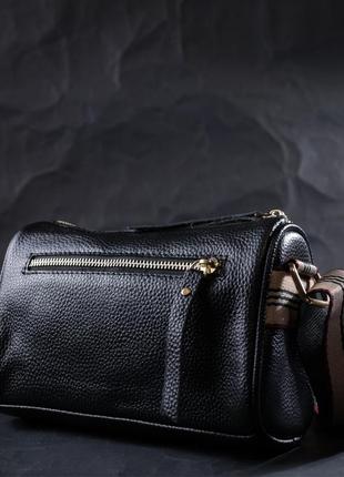 Женская сумка с украшением из натуральной кожи vintage 22262 черная8 фото