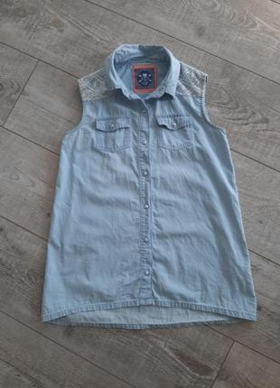 Here&there мереживна блузка блузка сорочка під джинс на дівчинку р. 146 - 152