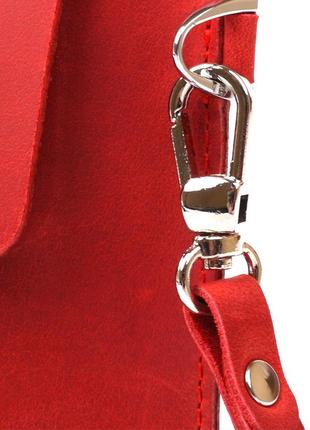 Женская винтажная кожаный тревел-косметичка shvigel 16427 красный4 фото