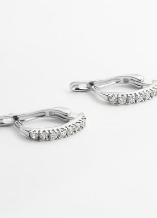 Сережки зі срібла класичні з фіанітами, ск2ф/020
