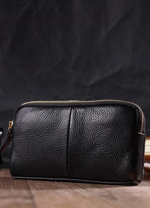 Женский клатч на два отделения из натуральной кожи 22088 vintage черный7 фото