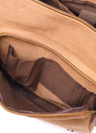 Велика сумка для ноутбука з клапаном із текстилю 21242 vintage коричнева5 фото