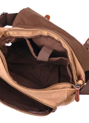 Велика сумка для ноутбука з клапаном із текстилю 21242 vintage коричнева4 фото