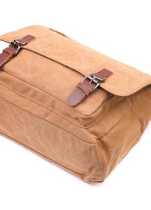 Велика сумка для ноутбука з клапаном із текстилю 21242 vintage коричнева3 фото