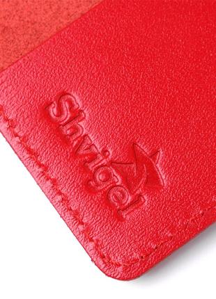Шкіряна обкладинка на паспорт із картою та рамкою shvigel 13981 червона5 фото