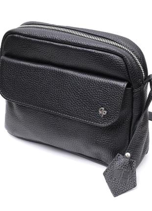 Удобная женская сумка кросс-боди из натуральной кожи grande pelle 11651 черная