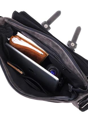 Вместительная мужская сумка из кожзама vintage 22143 серый5 фото