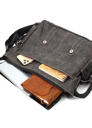 Вместительная мужская сумка из кожзама vintage 22143 серый6 фото