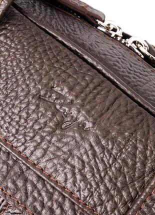 Надійна сумка-портфель на плече karya 20874 шкіряна коричневий3 фото