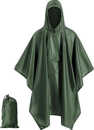 Водонепроницаемый дождевик (пончо) с капюшоном и карманом e-tac cs-yy02 green1 фото
