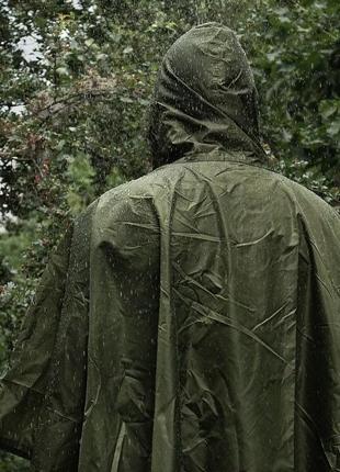 Водонепроницаемый дождевик (пончо) с капюшоном и карманом e-tac cs-yy02 green9 фото